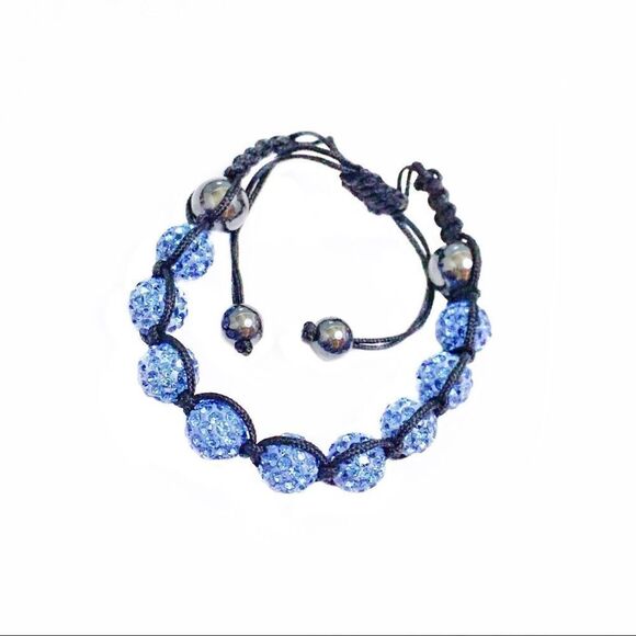 Light blue sparkling crystal bead bracelet 9 beads - Picture 1 of 5